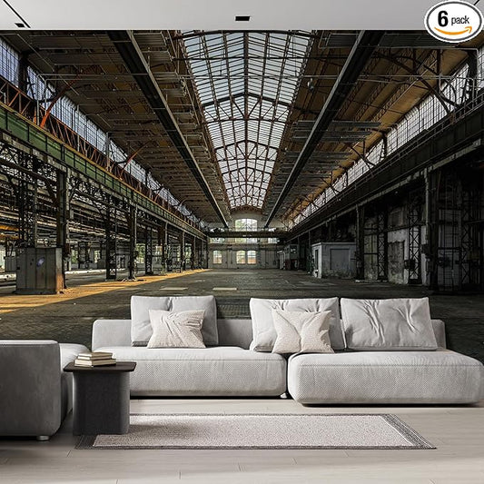 wall26 - Industrial Interior of an Old Factory Building - Removable Wall Mural | Self-Adhesive Large Wallpaper - 100x144 inches