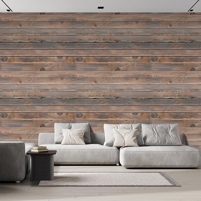 wall26 Wall Sticker/Wall Mural Horizontal Brown Vintage and Retro Wood Textured, Not Peel and Stick, Non-Woven Wallpaper Decorative for Bedroom, Living Room, Office - 108x168 inches