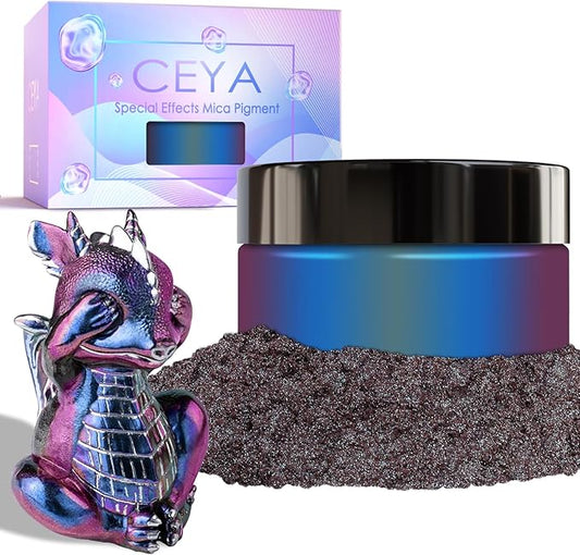 Ceya Chameleon Mica Powder, 1.8oz/ 50g Starry Night Chrome Nail Powder, Cosmetic Grade Pearlescent Effect Color Shift Pigment for Epoxy Resin, Makeup, Nail Polish, Soap Dye, Candle Making, Craft