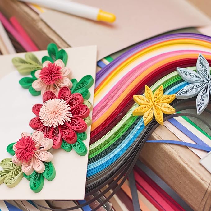 PATIKIL 360pcs Quilling Paper Strips Paper Flowers Quilling Kits 3/8"(10mm) Origami Paper for Adults Beginner Art Craft, 21"(54cm) Fluorescent Green