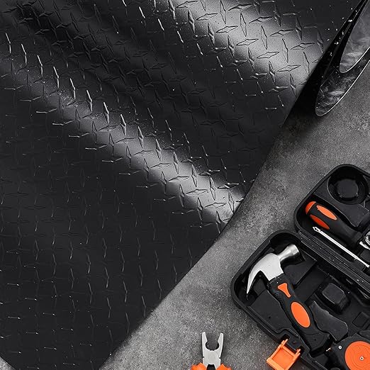 1pcs Diamond Plate Sheet Metal Heavy Duty Tread Aluminum Sheet Diamond Tread Plate for Wall Covering, Cargo Trailer, RV and More (12'' X 120'' X 0.06'',Black)