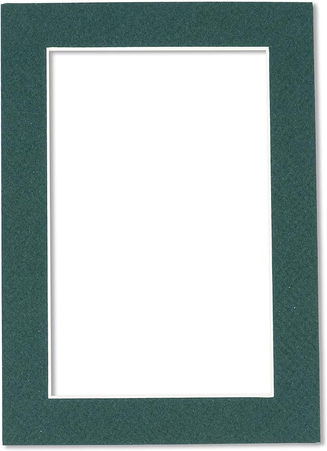 8x10 Mat Bevel Cut for 5x8 Photos - Acid Free Forest Green Precut Matboard With Backing Board and Crystal Clear, Self Seal Photo Mat Bag - For Pictures, Photos, Framing - 4-ply Thickness