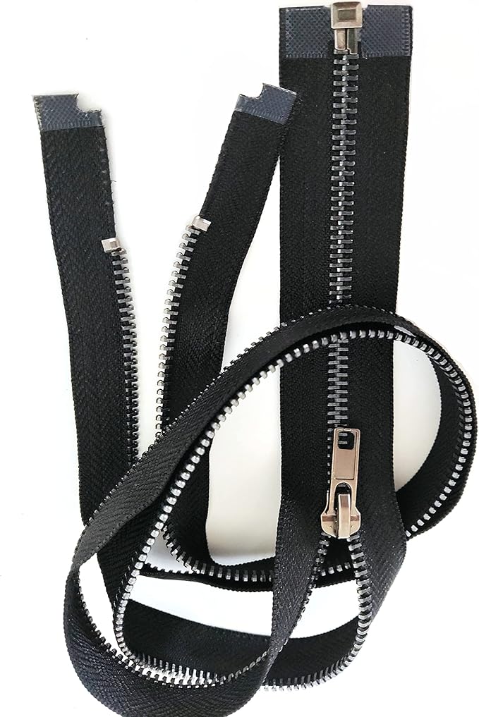 Leekayer 2PCS #5 27 Inch Zipper Black Nickel Teeth Zipper Black Metal Zipper Open End Zipper for Repair Coat Jacket
