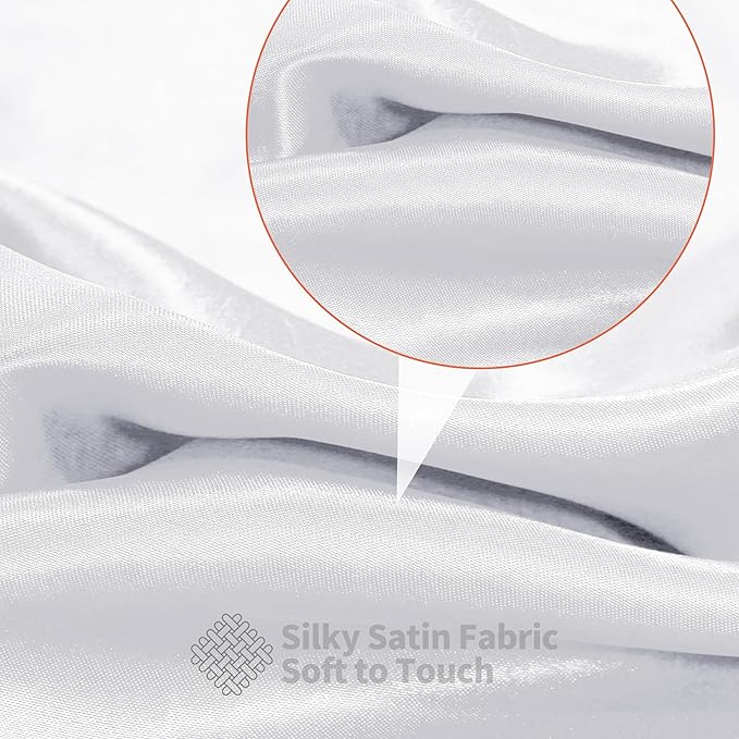 RUDONG M White Satin Fabric by The Yard, 3 Yard x 60 Inch Wide Silky Charmeuse Satin Fabric, Soft Satin Fabric for Wedding Decorations, Bridal Dress, Sewing, Accessories, DIY Crafts