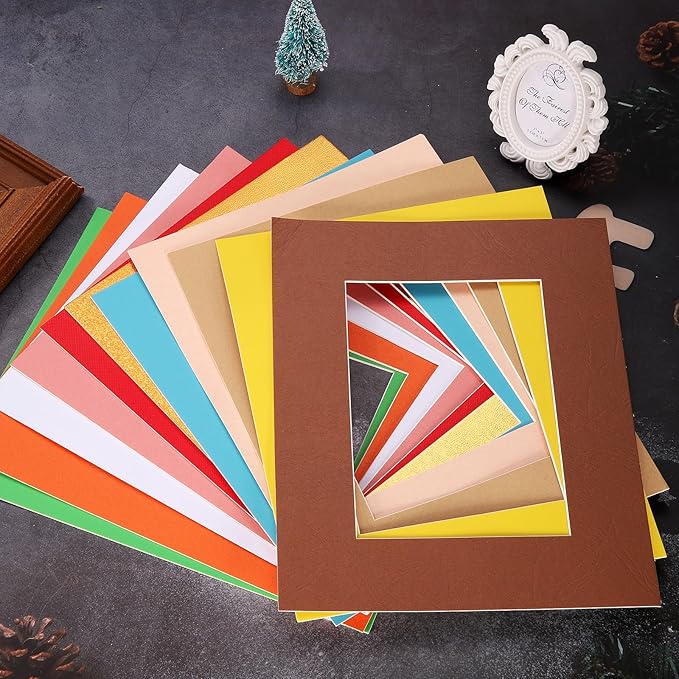 Picture Mats, 8 x 10 for 5 x 7 Pictures Acid Free White Core Bevel Cut Frame Mattes for Display Art Measuring, Gray
