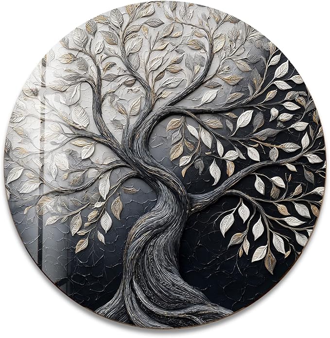 My Photostation.com 39,4''(100cm) Diameter Twilight Tree of Life Round Glass Wall Art Tempered Glass Printing Wall Decor Large Wall Art Wall Hangings