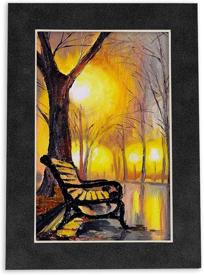 Pack of TEN 11x14 Mats Bevel Cut for 8.5x11 Photos - Acid Free Dark Grey Suede Precut Matboards For Pictures, Photos, Framing - 4-ply Thickness