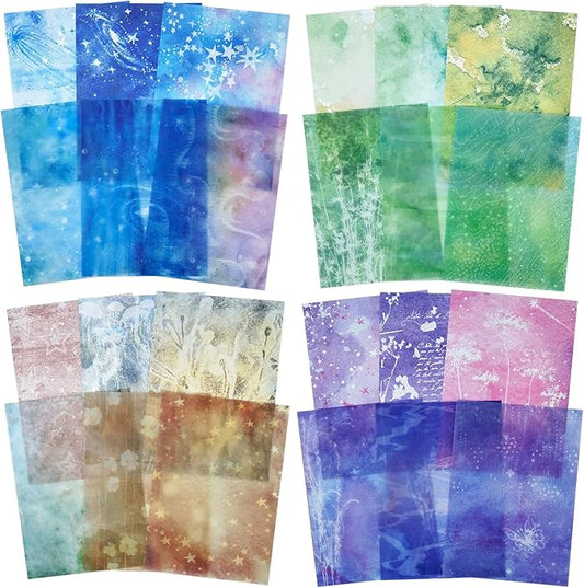 Color of The World Scrapbook Paper Set, 96 PCS Dual Material Craft Paper for Journaling, DIY Collage, Card Making, Scrapbooking – 4 Aesthetic Styles: Starry, Nature, Vintage & Pastel