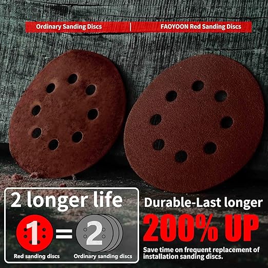 320 Grit Sandpaper, Sanding Disc 5 Inch 8 Hole Hook and Loop, 100 Pcs