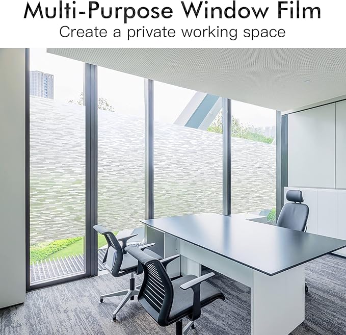Haton Window Privacy Film, Frosted Glass Static Cling Sun Heat Blocking Window Clings, Frosting Opaque Coverings, Vinyl Removable Stickers Tint for Home Door Office, Non Adhesive 17.5" x 78.7"