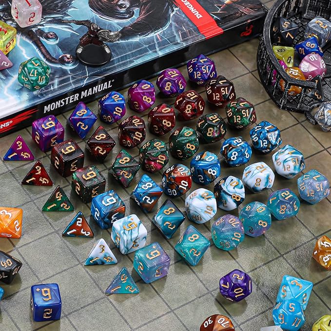 CiaraQ DND Dice Set - 26 x 7 (182pcs) Polyhedral Dice for Dungeons and Dragons D&D RPG MTG Role Playing Table Games, with a Large Flannel Bag