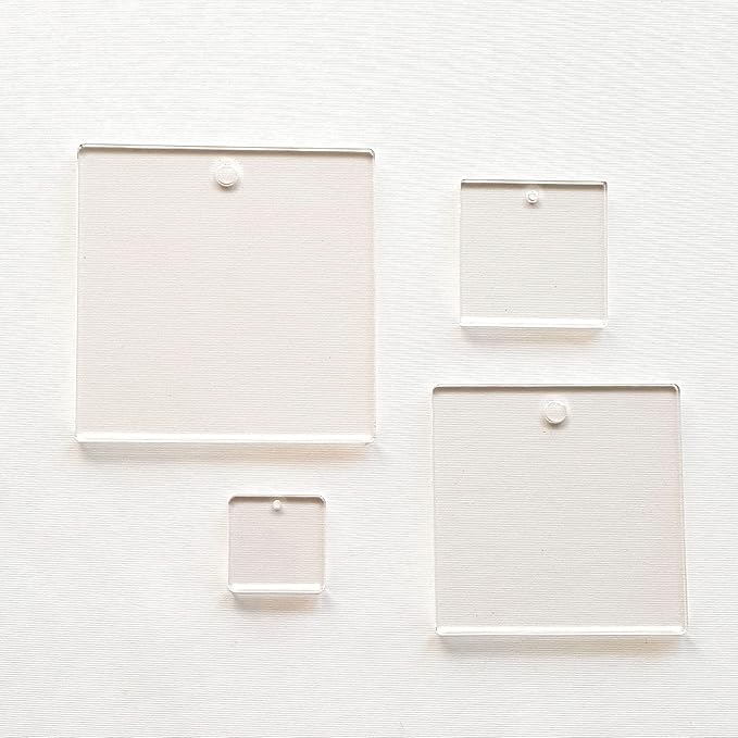 25 Acrylic Square Clear with Hole (Select Size) (3.0")