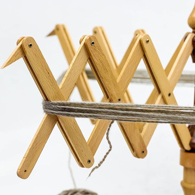 Wooden Handcrafted Heavy Duty Wooden Yarn Ball Winder - Premium Crafted Knitting Crocheting Accessories & Combo Set - Table Top Yarn Swift (Steam Beech Wood)