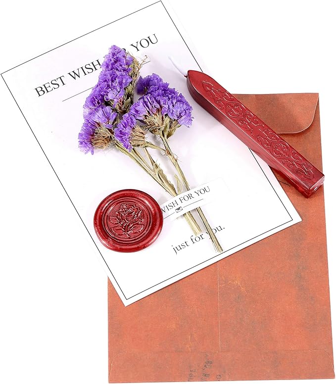 Yoption 12 Pcs Sealing Wax Sticks with Wicks, Antique Wine Red Wax Seal Sticks for Wax Seal Stamp, Wedding Invitations, Christmas, Gift Wrapping, Envelops Sealing (Antique Wine Red)