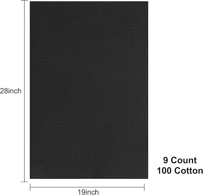 Aida Cloth 9 Count Cross Stitch Fabric,19×28inch (9CT,Black)