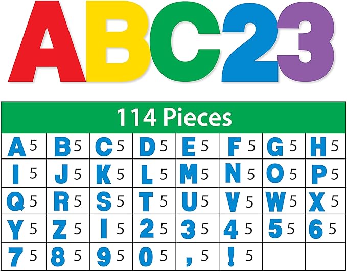 ArtSkills Poster Letters 4” Paper Letters for Poster Board Projects, Classroom Bulletin Boards, Sign Making Supplies,Classic Primary, 190 Pieces