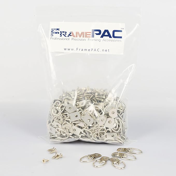 D Ring Picture Hangers with Screws - 500 Pack - Bulk D Rings - Pro Quality Hangers - Picture Hanging Solutions