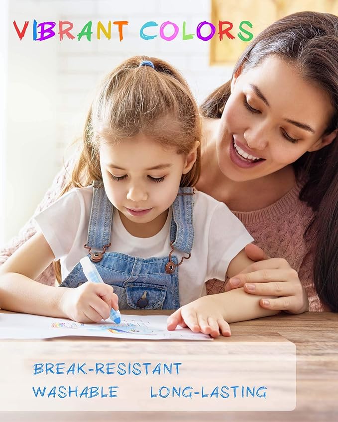 NewFamily Dustless Chalk 2-Pack, 24 Sticks (2×12 Colors) – Non-Toxic, Washable Sidewalk & Blackboard Chalk for Kids & Toddlers, Smooth Bold Colors