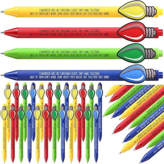 Eaasty 24 Pcs Christmas Gifts for Coworkers Appreciation Ballpoint Pens Bulk Coworkers Are Like Christmas Lights Holiday Thank You Gifts for Employee Team Colleagues (Appreciation)