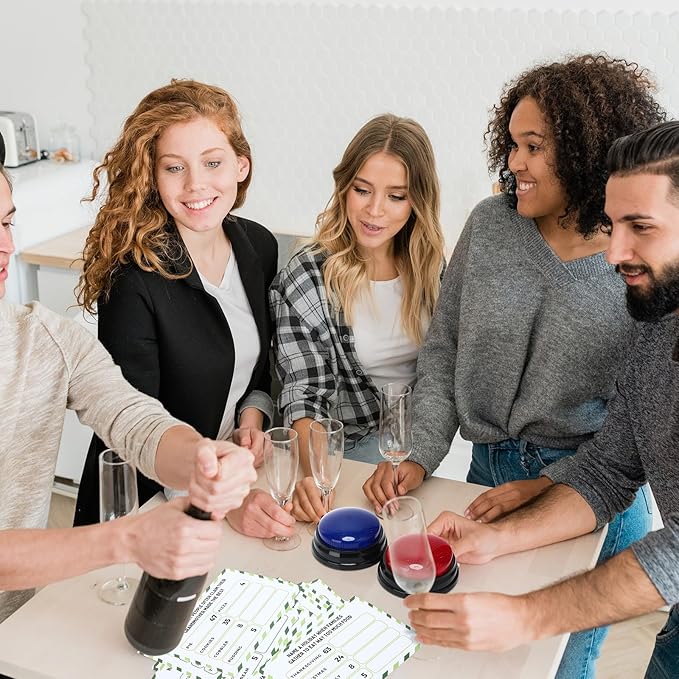 Family Reunion Friendly Feud Game with 2 Answer Buzzers, Feud Cards for Game Night Fun Trivia Quiz for Party Groups Team Building(Colorful, Family)