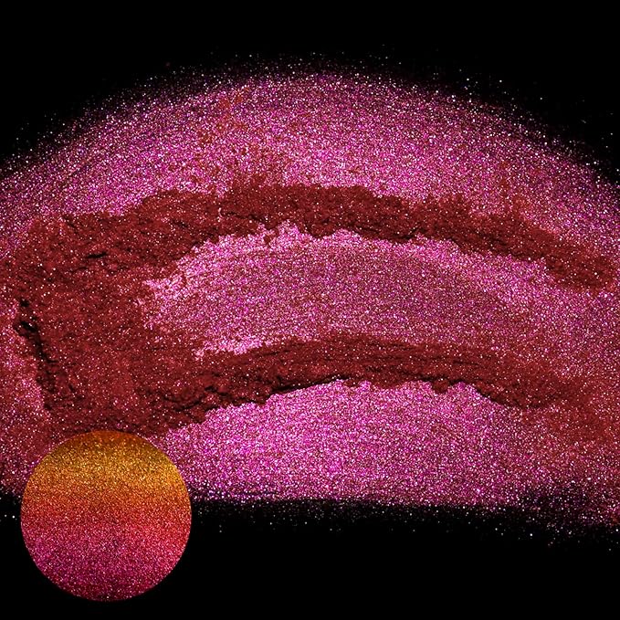 Matio Chameleon Mica Powder, 1.06oz/ 30g Meteor Falling Chrome Powder, Pearlescent Effect Color Shift Pigment for Resin Craft, Soap Candle Dye, Nail Art, Makeup, Bath Bomb, Paint, Slime Pigment