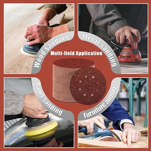 600 Grit 5 Inch Sanding Discs Hook and Loop Sandpaper, 150 PCS 8 Hole Adhesive Extra Fine Sand Paper for Random Orbital Sander