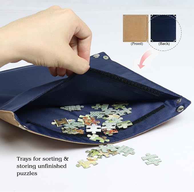 Lavievert 1500 Piece Jigsaw Puzzle Board with Padded Cover, Portable Case with 6 Sorting Trays & Detachable Board, Puzzle Caddy Storage Saver with Non-Slip Surface for Adults