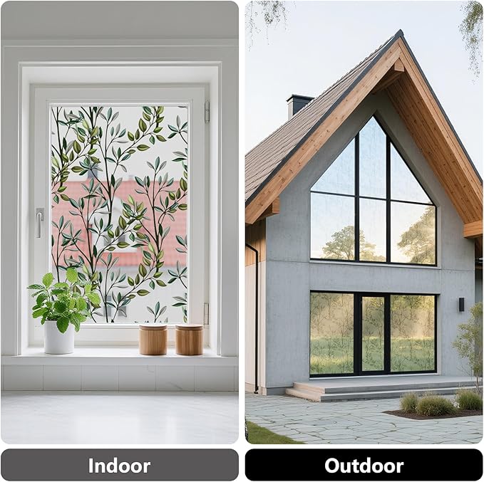 NINETREX One Way Window Privacy Film, Daytime Privacy Static Cling Sun Blocking Anti UV Reflective Window Tint for Home and Office 23.6 x 78.7 inches, Silver Leaf