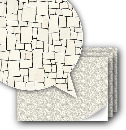 3 Sheets Self-Adhesive Decorative Film Paving Stones and Surfaces for Model Making in Scale 1:87 Scale H0 (UK: 3.5 mm Scale) (Broken Mosaik)