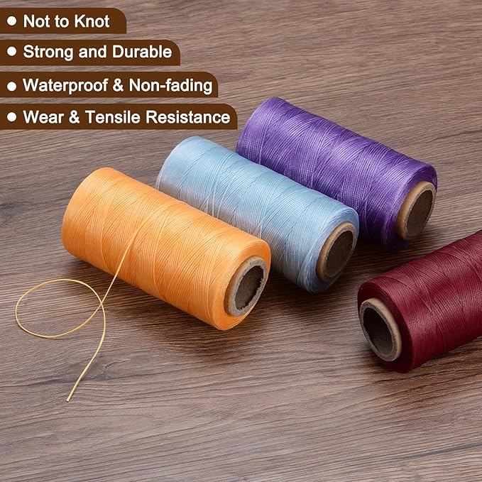 uxcell 150D 0.8mm Flat Waxed Thread 284 Yards Polyester Leather Sewing Waxed String Hand Stitching Cord for Leather Stitching Sewing Bookbinding DIY Craft Silver Gray