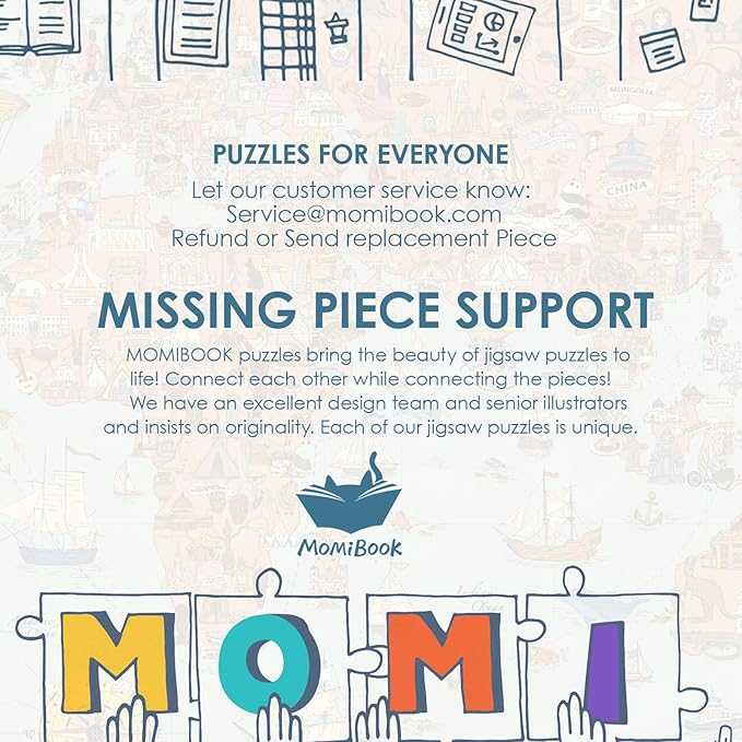MOMIBOOK Puzzles for Adults 1000 Pieces Jigsaw Puzzles of Journey Through The World, Painting Image World Map Difficult Challenging Impossible Puzzle Unique Funny Party Christmas Birthday Gifts