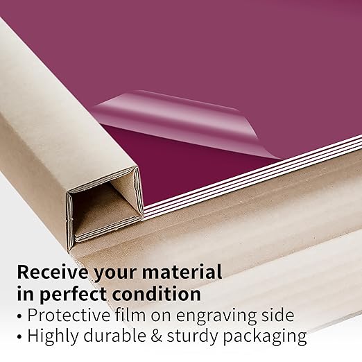 Trotec TroLase | 12"x24"x1/16", 4 Pcs | Burgundy/White | 2 Ply | Modified Acrylic | Laser Engraving Double Color Plastic Sheet | Engraving Blanks for Laser, Saw, Guillotine | Made in USA