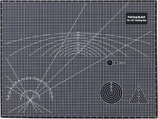 Falling in Art Self Healing Cutting Mat, 18x24" Cutting Mats for Sewing, Double-sided 5-Ply Fabric Cutting Board for Crafting, Quilting and Sewing Projects, Black