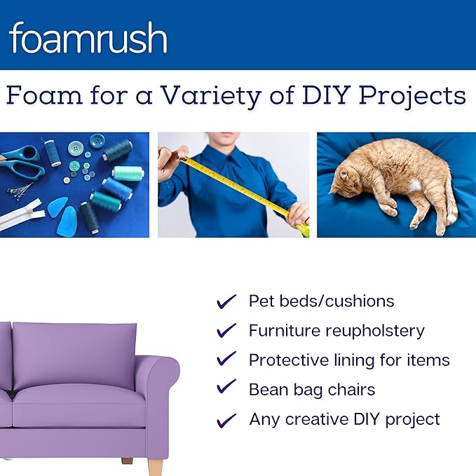 FoamRush 11" H x 24" W x 24" L Upholstery Foam Cushion High Density (Chair Cushion Square Foam for Dinning Chairs, Wheelchair Seat Cushion Replacement)