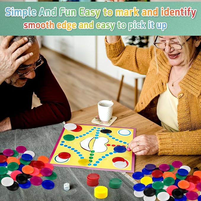Coopay 4000 Pieces 10 Colors Plastic Poker Chips, 1 Inch Bingo Chips Bulk Learning Counters Disks Poker Card Game, Counting Markers for Math Practice, Game Tokens and Teaching Rewards, 25 mm