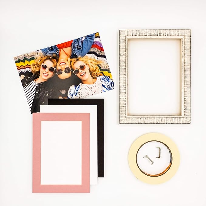8x10 Mat Bevel Cut for 5x8 Photos - Acid Free Pink Precut Matboard - For Pictures, Photos, Framing - 4-ply Thickness