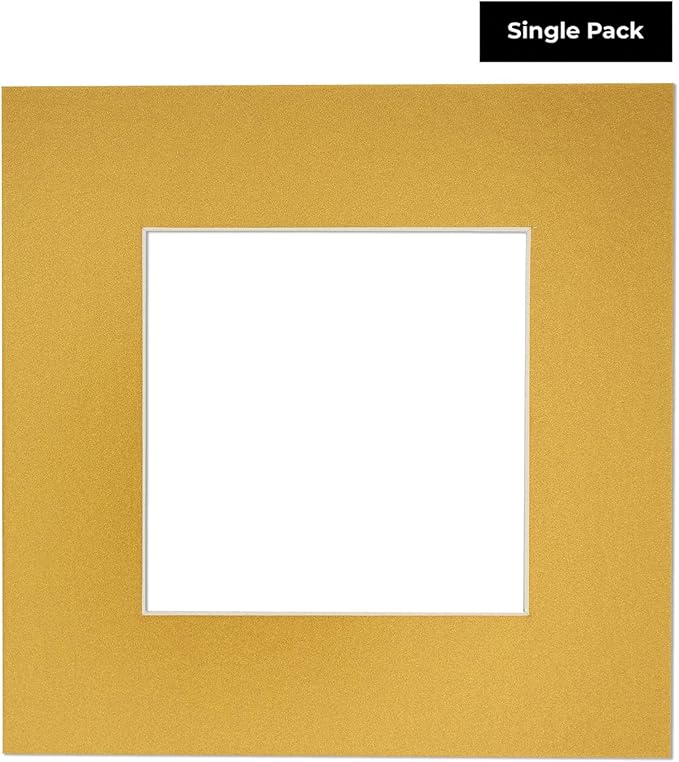 5.5x8.5 Mat for 8.5x11 Frame - Precut Mat Board Acid-Free Metallic Gold 5.5x8.5 Photo Matte For a 8.5x11 Picture Frame, Matboard for Family Photos, Show Kits, Art, Picture Framing, Pack of 1 Mat