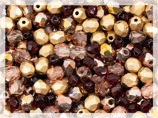 0.88oz (Approx. 500 Beads) Mix of Faceted Fire Polished Pressed Czech Glass Beads, Sparkling Shiny Mix BCV
