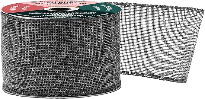 Mandala Crafts Gray Burlap Wired Ribbon 2.5 Inches Wide Jute Ribbons for Crafts - 10 Yds Roll Rustic Burlap Wrap Trim Ribbons for Wreaths Bows Party Decoration