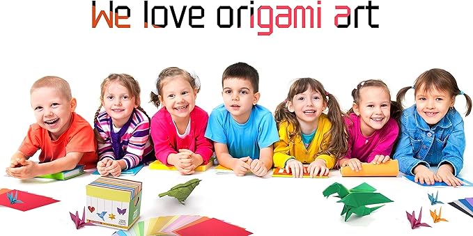 BUBU Origami Paper Kit 1000 Sheets 6 Inch Square Double Sided Color 20 Vivid Colors for Beginners Trainning and School Craft Lessons