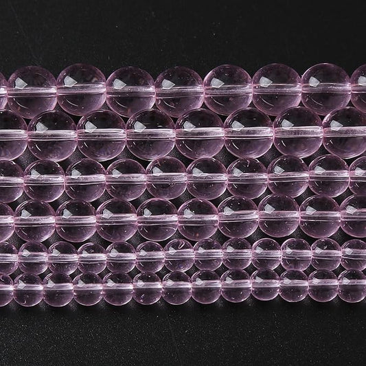 10mm 38pcs Smooth Rose Pink Glass Beads Quartz Crystal Round Loose Beads for Jewelry Making DIY Bracelet Necklace