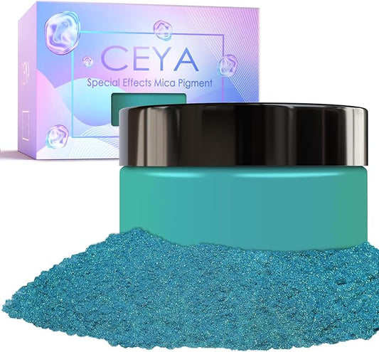 Ceya Highly Chameleon Mica Powder, 1.8oz/ 50g Mountain God Chrome Powder, Cosmetic Grade Pearlescent Effect Color Shift Pigment for Epoxy Resin, Makeup, Nail Polish, Soap Dye, Candle Making, Slime
