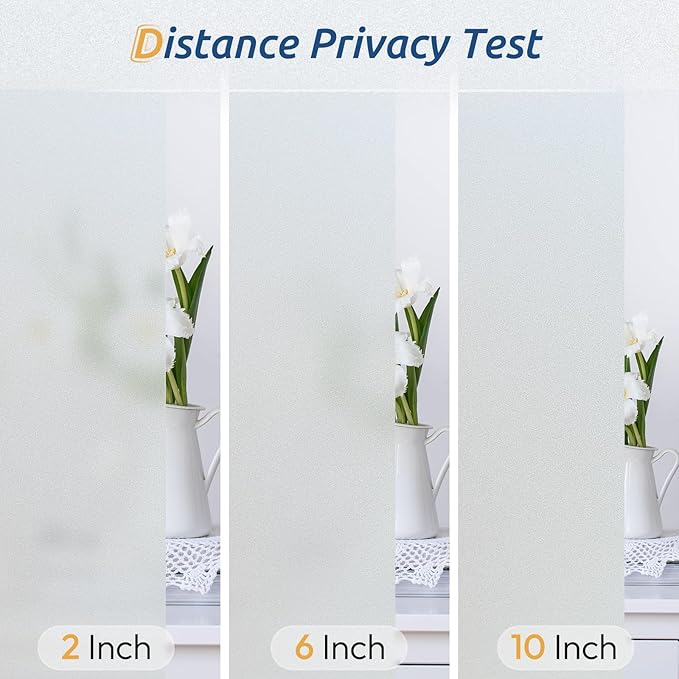 rabbitgoo Window Privacy Film, Frosted Glass Window Clings, Static Cling UV Heat Blocking Door Stickers for Home Bathroom, Removable Indoor Decal Coverings Day and Night, Pure, 35.4 x 393.7 Inches