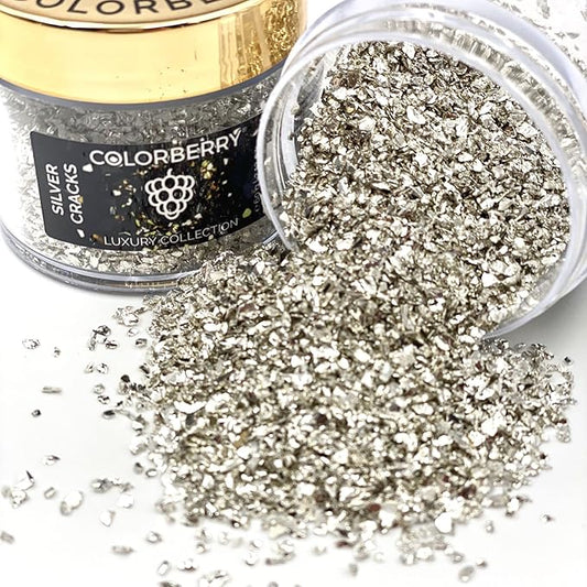 Colorberry Luxury Collection - Small Stone Chips & Glitter to Perfect Your Resin & Jesin Art & Artwork (Silver)