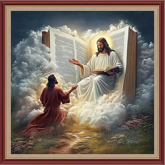 DMCXART Counted Cross Stitch Kits for Adults Needlepoint Kits Unprinted Cross Stitching Embroidery Kit 11CT Cross Stitch Supplies- Jesus Speaks Scriptures 18x18 inch