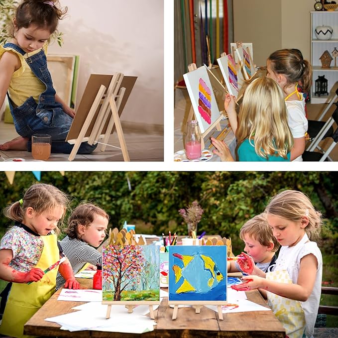 Kinlink 11.8 Inch Tall Wood Easels for Display Set of 6, Display Easel Tabletop, Painting Easel Stand for Artist Students