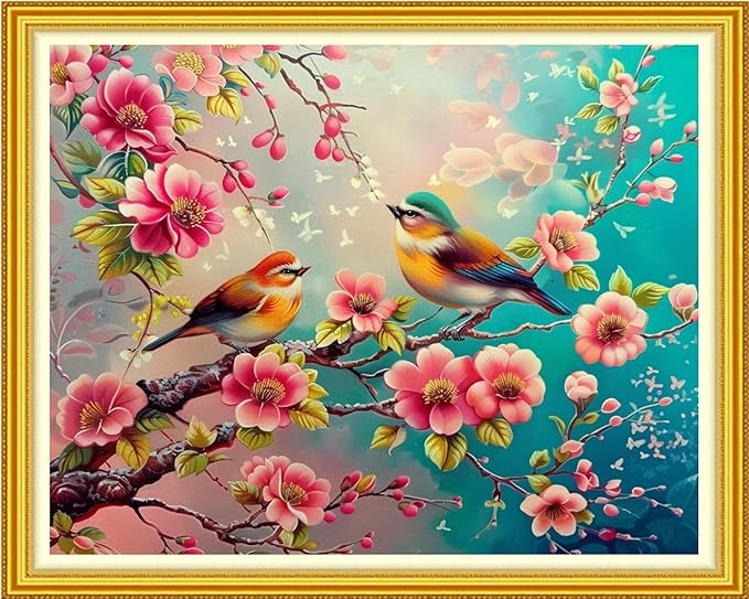 Funchey Stamped Cross Stitch Kits, DIY Cross Stitch Pattern for Adults Beginners Needlepoint Kits Embroidery Kit Arts and Crafts 11CT-Birds on The treetops 16x20 inch