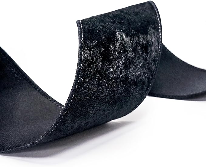 Black Velvet Ribbon 2.5 Inch x 10 Yards for Christmas Tree Topper Home Decoration Wreath Gift Wrapping DIY Craft