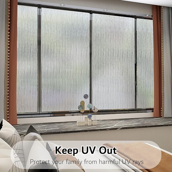VELIMAX Frosted Window Privacy Film Non Adhesive Window Cling Removable Glass Covering Clear Water Opaque Window Film for Home Anti UV 29.5x78.7 inches