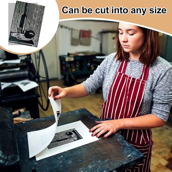 Yeaqee 12 Pcs 8 x 10 Inch Linoleum Block Rubber Carving Block Soft Linocut Blocks Large Linoleum Sheet Unmounted Lino Plates for Engraving Art Project Printmaking Artist Studio Supplies, Gray